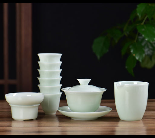 Pale Celadon Ice Jade Porcelain Gongfu Tea Set | Yunnan Sourcing Tea Shop