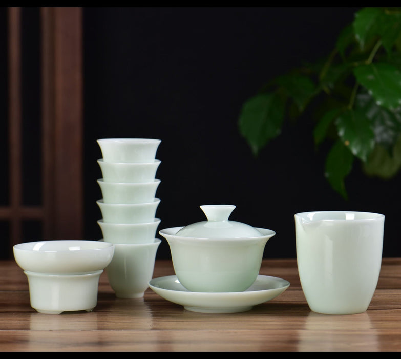 Pale Celadon Ice Jade Porcelain Gongfu Tea Set | Yunnan Sourcing Tea Shop