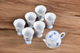 Blue Orchid Pedestal Jingdezhen Porcelain Teapot and Cups Set | Yunnan Sourcing Tea Shop