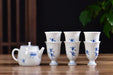 Blue Orchid Pedestal Jingdezhen Porcelain Teapot and Cups Set | Yunnan Sourcing Tea Shop