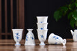 Blue Orchid Pedestal Jingdezhen Porcelain Teapot and Cups Set | Yunnan Sourcing Tea Shop