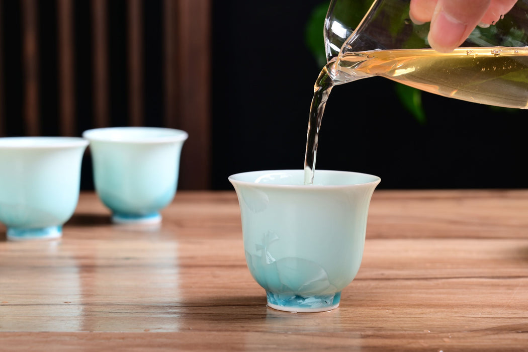 Ice-Blue Snowflake Crystalline Glazed Porcelain Tea Cup | Yunnan Sourcing Tea Shop