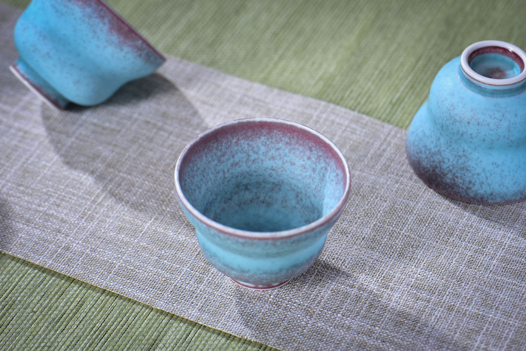 “Turquoise Ember” Jingdezhen Wood-Fired Porcelain Tea Cups | Yunnan Sourcing Tea Shop
