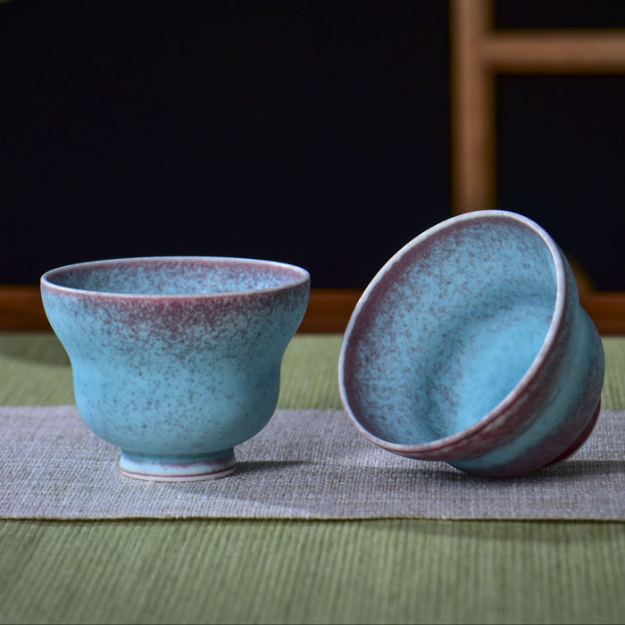 “Turquoise Ember” Jingdezhen Wood-Fired Porcelain Tea Cups | Yunnan Sourcing Tea Shop