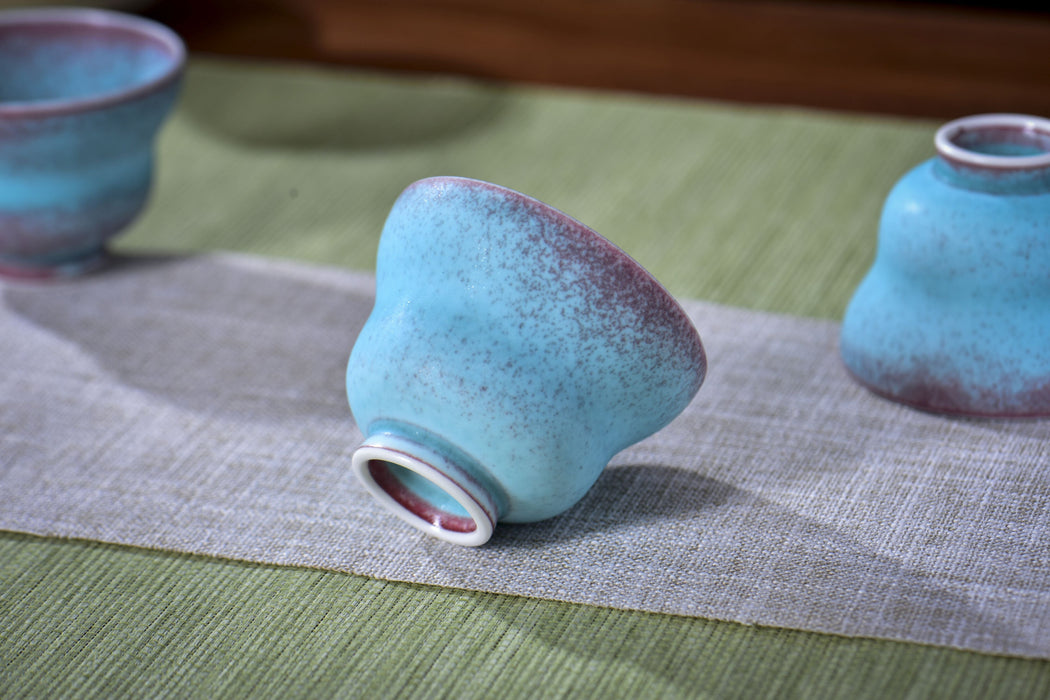 “Turquoise Ember” Jingdezhen Wood-Fired Porcelain Tea Cups | Yunnan Sourcing Tea Shop