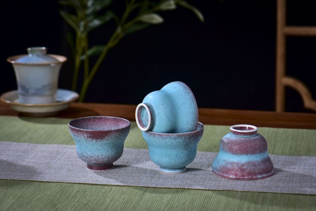 “Turquoise Ember” Jingdezhen Wood-Fired Porcelain Tea Cups | Yunnan Sourcing Tea Shop