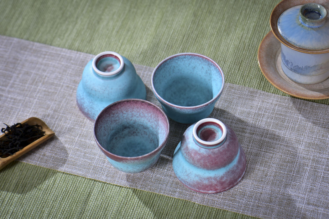 “Turquoise Ember” Jingdezhen Wood-Fired Porcelain Tea Cups | Yunnan Sourcing Tea Shop