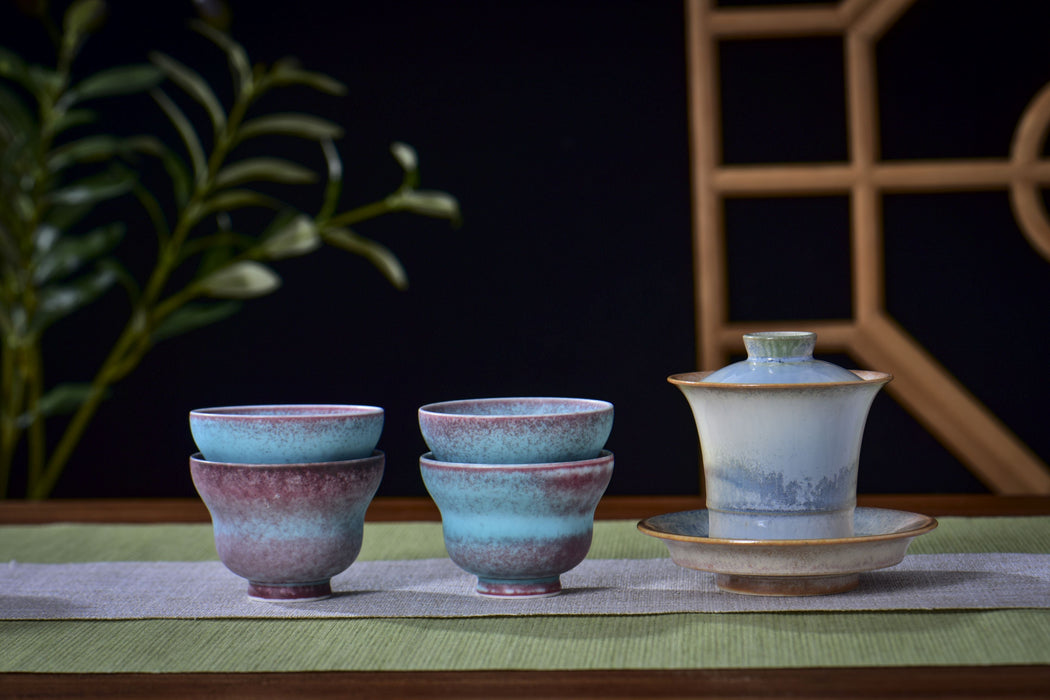 “Turquoise Ember” Jingdezhen Wood-Fired Porcelain Tea Cups | Yunnan Sourcing Tea Shop
