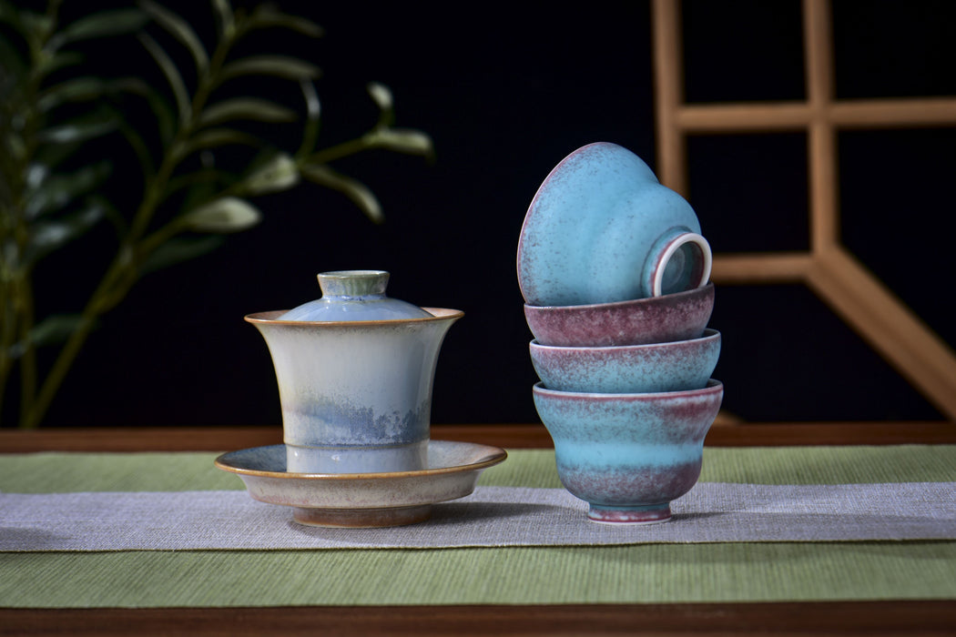 “Turquoise Ember” Jingdezhen Wood-Fired Porcelain Tea Cups | Yunnan Sourcing Tea Shop