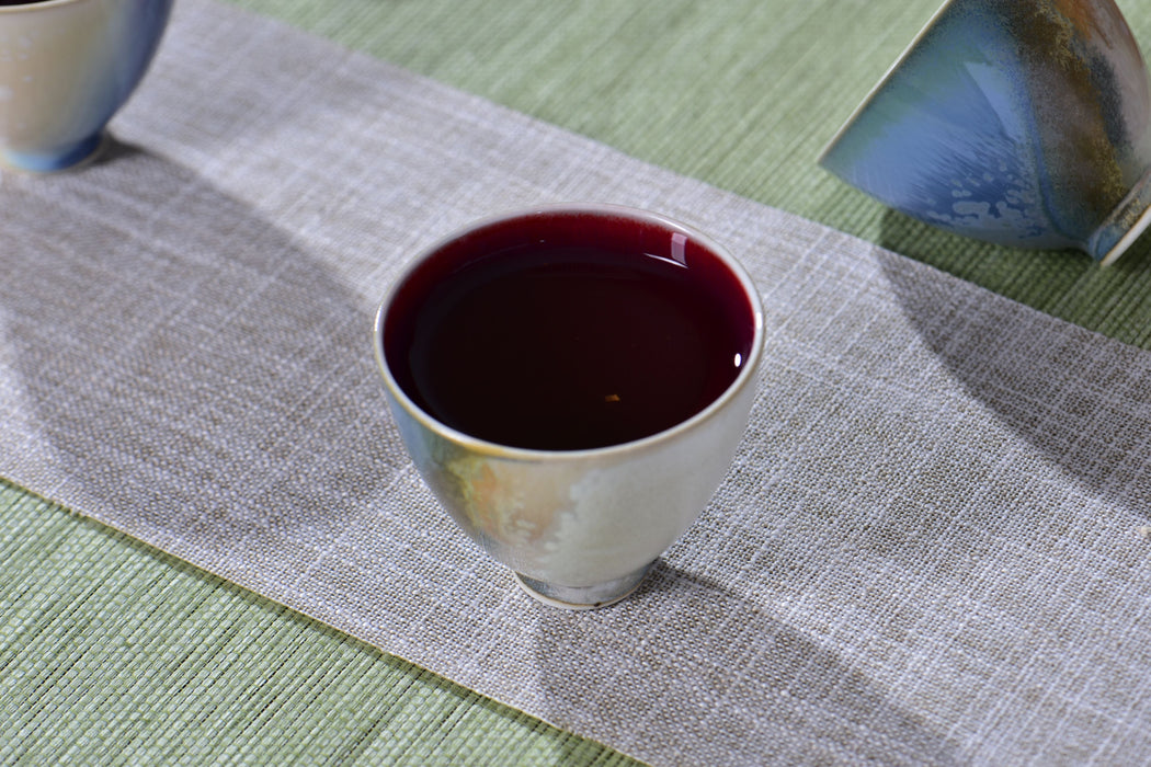 "Crimson Pool" Multi-Color Wood-Fired Kiln Glaze Gaiwan and Cups | Yunnan Sourcing Tea Shop