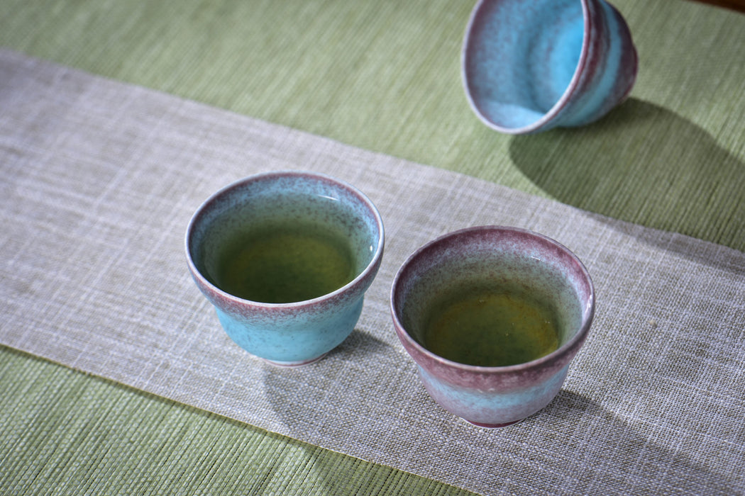 “Turquoise Ember” Jingdezhen Wood-Fired Porcelain Tea Cups | Yunnan Sourcing Tea Shop