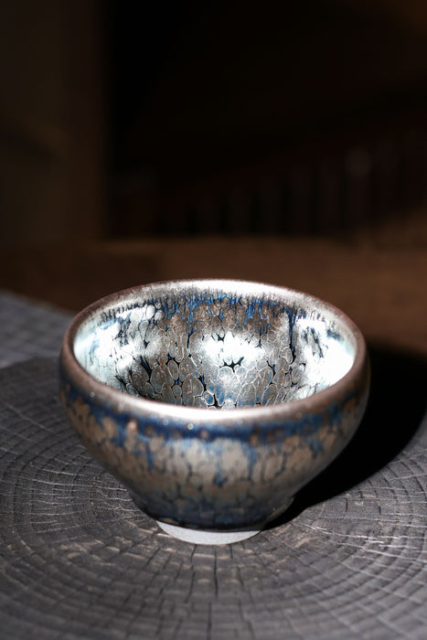 Jianzhan "Cerulean Silver Dragon" Hand-Made Stoneware Cup
