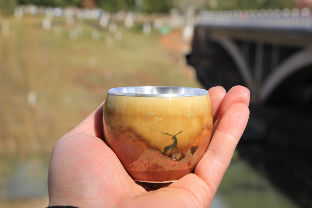 "Autumn Forest" Jingdezhen and Pure Silver Cup Set