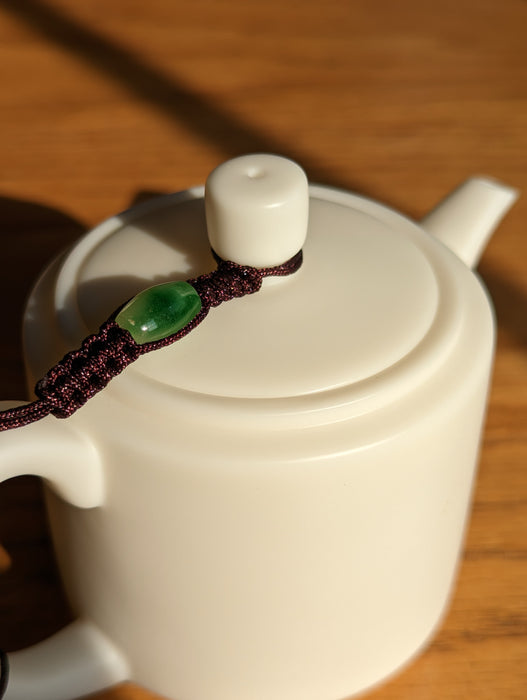 Mutton Fat Jade Porcelain "De Zhong" Teapot