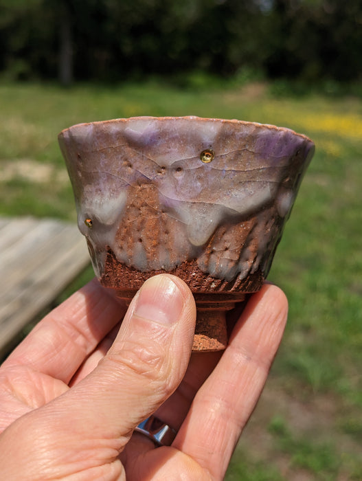 Terracotta Rust and Taro Cream Glaze Clay Tea Cup