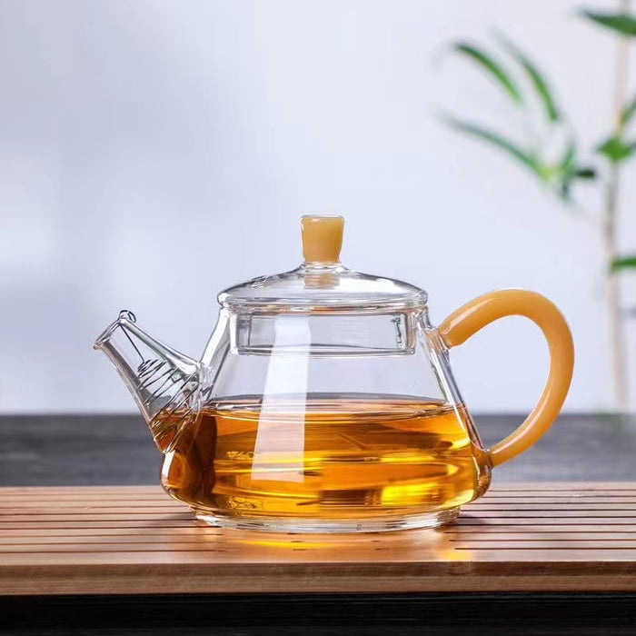 Amber Handle "Shi Piao" Glass Teapot for Tea