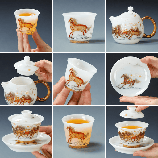 Year of the Horse Ice Jade Porcelain Gongfu Tea Set | Yunnan Sourcing Tea Shop