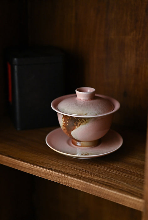 Jingdezhen Raw Ore "Pink Cream" Wood-Fired Kiln Gaiwan