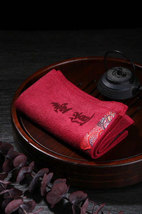 Royal Red "Way of the Teapot" Tea Towel