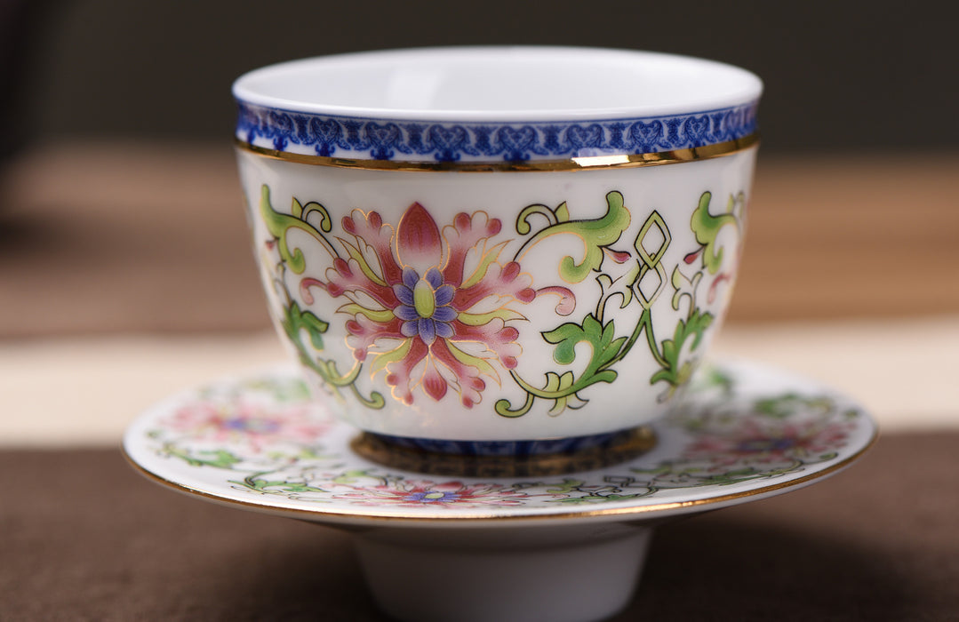 Foshan Qing Dynasty Style Mudan Flower Cup and Saucer * 60ml