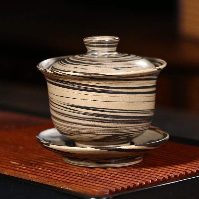 Jian Shui Pottery "Swirled Black and White Clay" Gaiwan