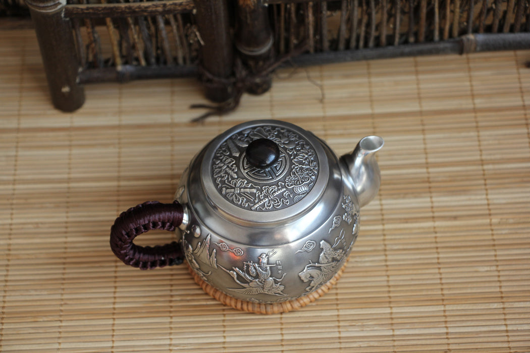 Pure Silver 999 "Eight Immortals Cross the Sea" Teapot * 210ml