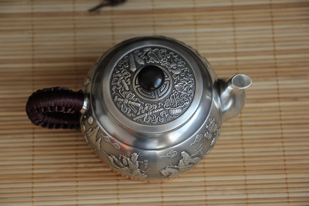 Pure Silver 999 "Eight Immortals Cross the Sea" Teapot * 210ml
