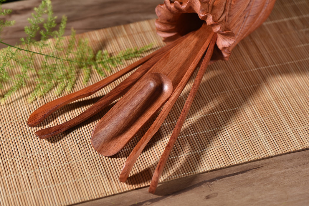 Narra Wood "Lotus Flower" Hardwood Cha Dao Set for Gong Fu Tea
