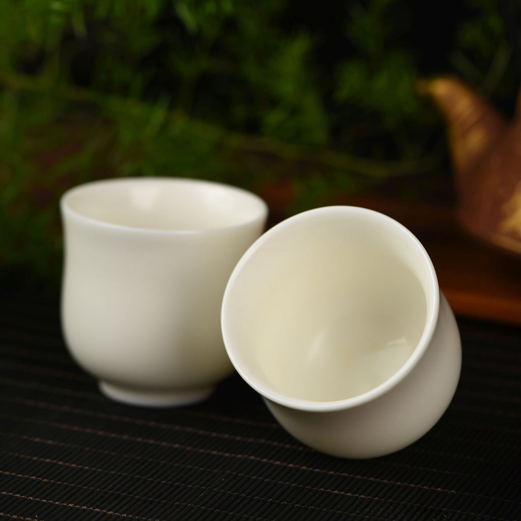 Ru Kiln Tall White Drip Glaze Ceramic Teacup - Seven Cups