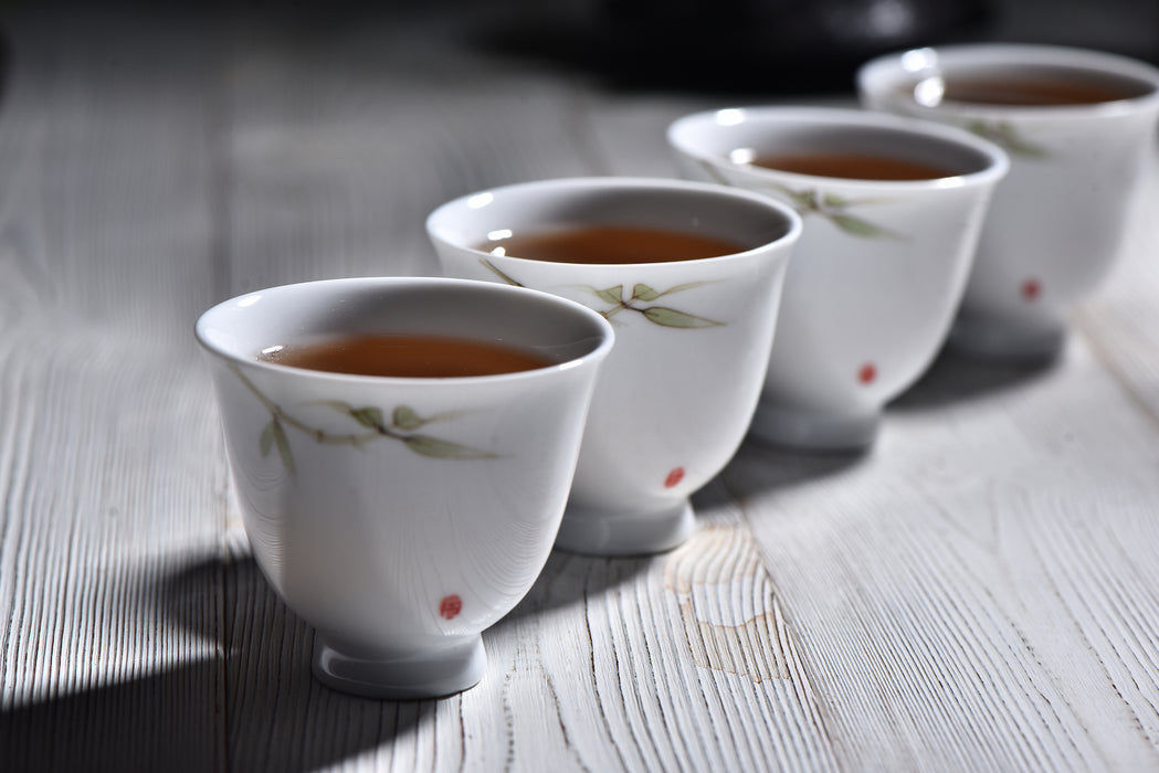"Bamboo on White" Cups for Tea * Set of 4 - Yunnan Sourcing Tea Shop
