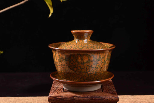 Jianzhan "Tortoise Shell" Hand-Made Stoneware Gaiwan and Cups | Yunnan Sourcing Tea Shop