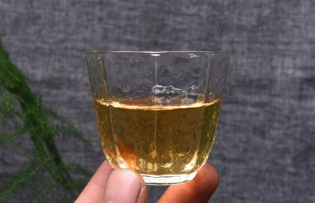 Gold-Rimmed Octagonal Obscured Glass Cups