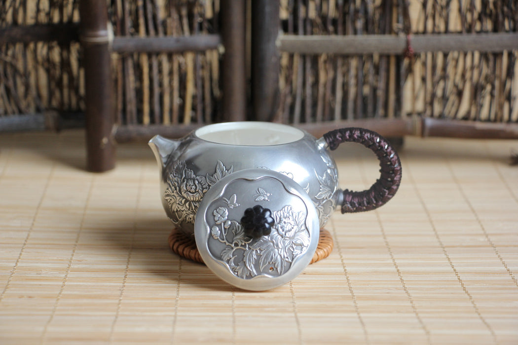 Pure Silver 999 "Peony Garden" Teapot * 200ml