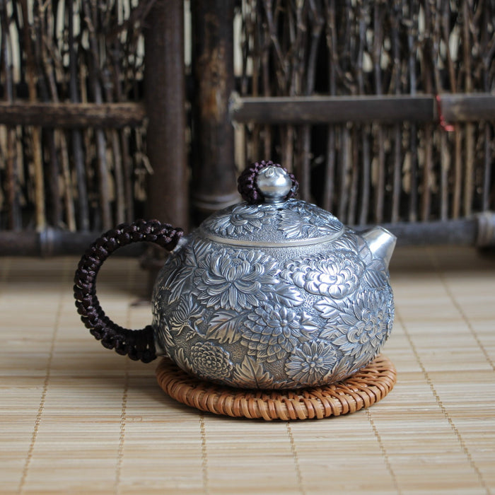 Pure Silver 999 "Chrysanthemum Flower" Teapot * 150ml