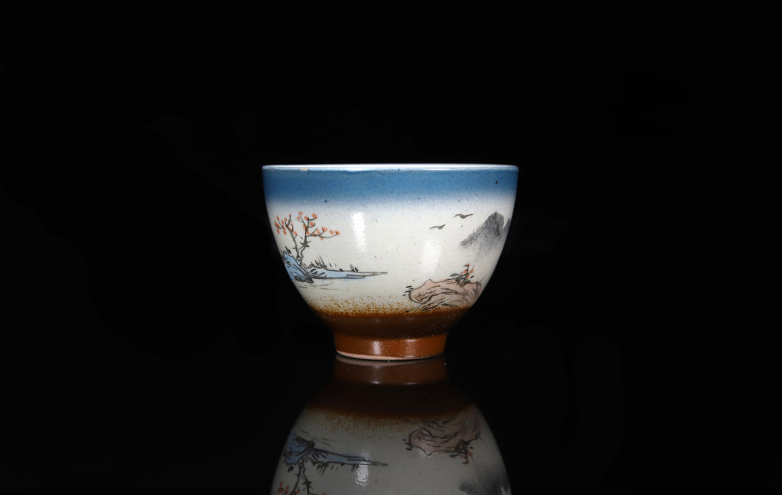 Hand-Painted "Li River" Wood Fired Kiln Tea Cup