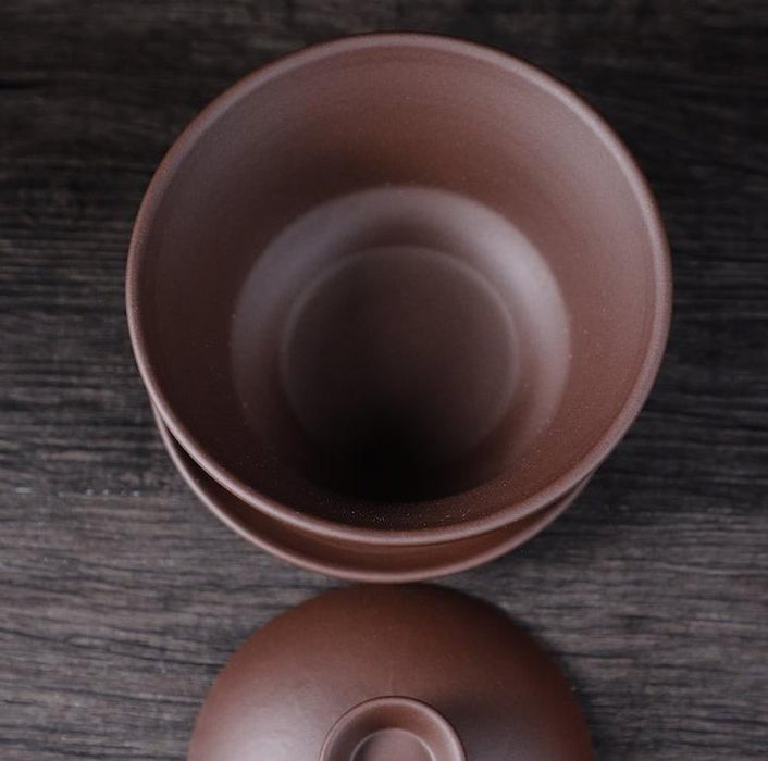 Chinese Zisha Purple Clay Gaiwan Tea Set - Porcelain Kungfu Tea Bowl, 100ml