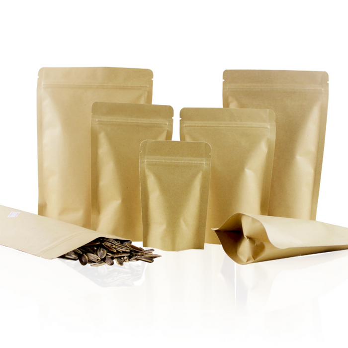 Kraft Paper Zip Lock Stand-up Pouches for Tea Packaging and Storage