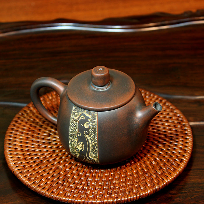 Qin Zhou Teapot " Dragon & Phoenix" by Hu Ying Jia * 220ml - Yunnan Sourcing Tea Shop