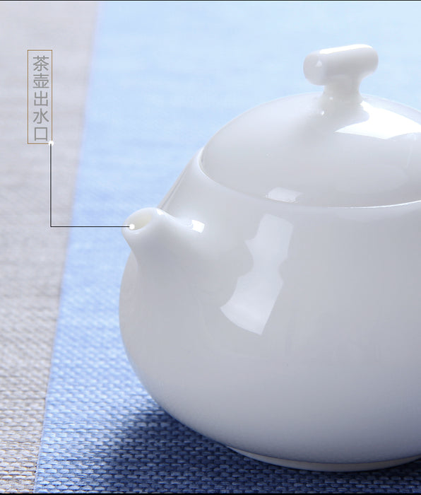 De Hua Jade Porcelain "Yu Ci" White Li Xing Teapot * 220ml