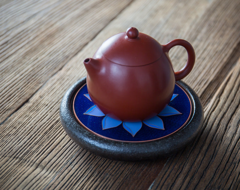 Cloisonné and Ceramic Mini Tea Boat Teapot Stand
