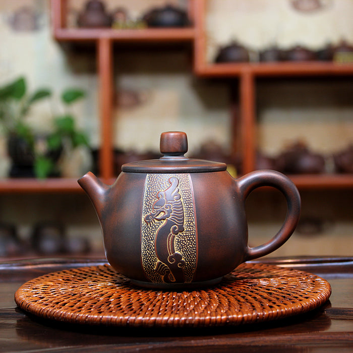Qin Zhou Teapot " Dragon & Phoenix" by Hu Ying Jia * 220ml - Yunnan Sourcing Tea Shop