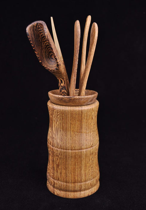 Wengé Wood "Modern Vase" 6 piece Cha Dao Set for Gong Fu Tea