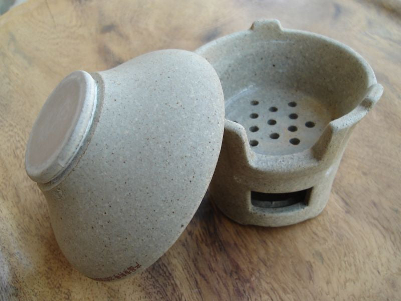 Natural Clay Strainer for Gong Fu Cha brewing w/ Stand