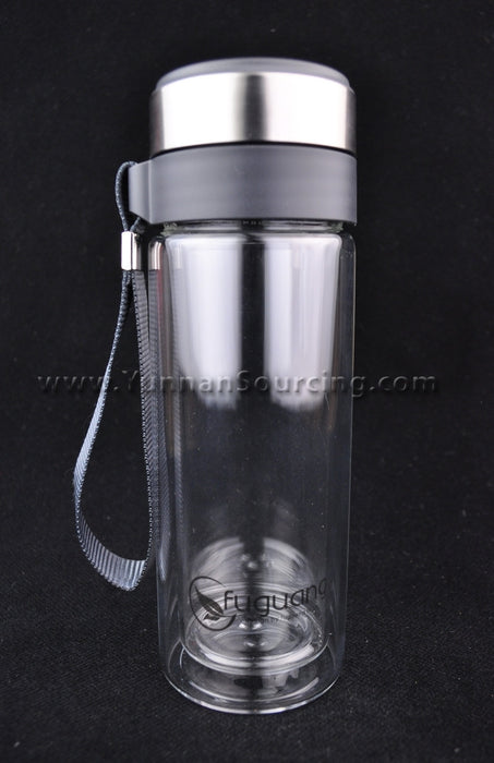 Tea Tumbler with Infuser | BPA Free Double Wall Glass Travel Tea Mug with  Stainless Steel Ball Filter | Leakproof Tea Bottle with Strainer For Loose