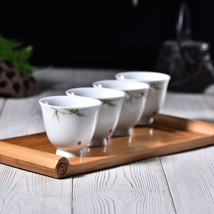 "Bamboo on White" Cups for Tea * Set of 4
