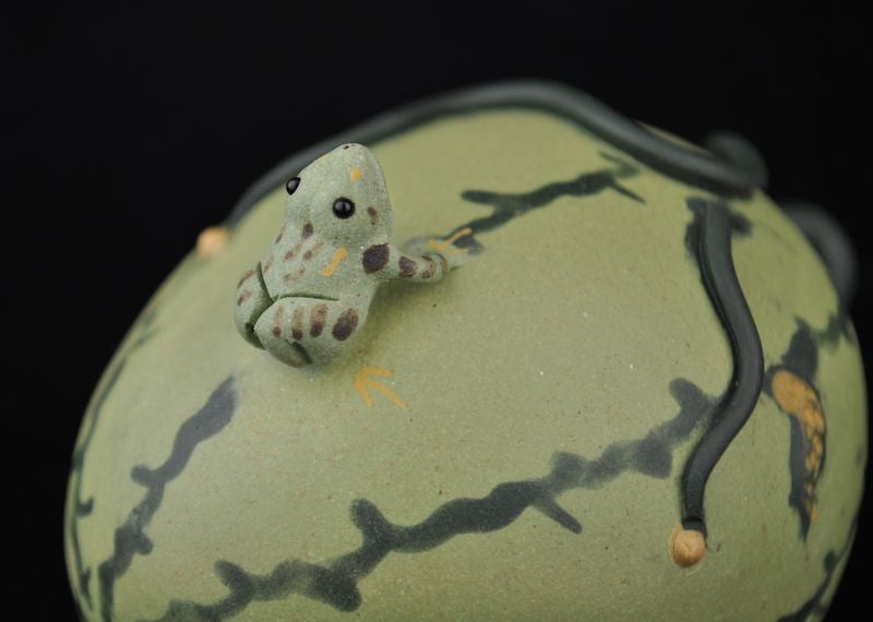 Yixing Clay Tea Mascot "Frog on a Watermelon" Statue