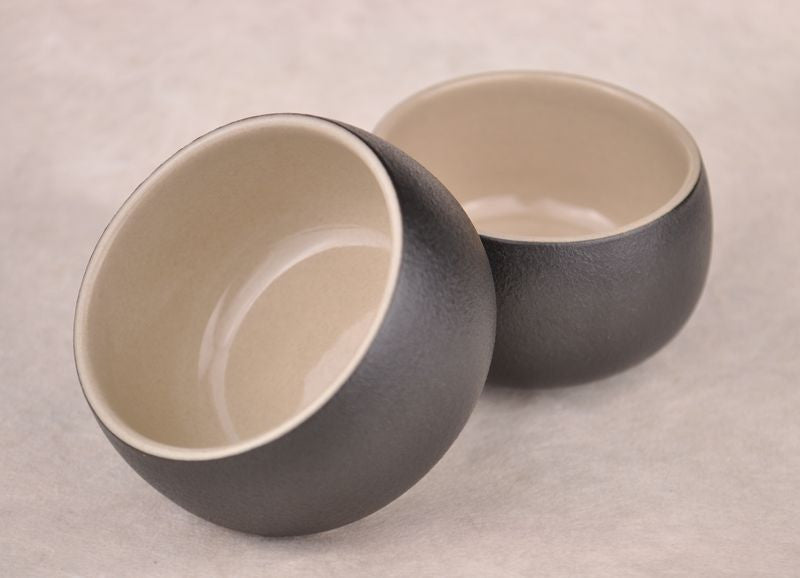 Black Glazed Ben Shan Clay Cups * Set of 2